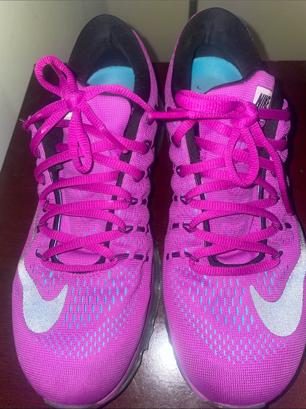 Nike Women's Bright Pink Air Max Athletic Running Sneakers with Silver Swoosh